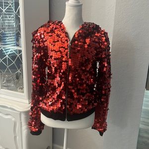 Red sequined Coat/Jacket Size Medium